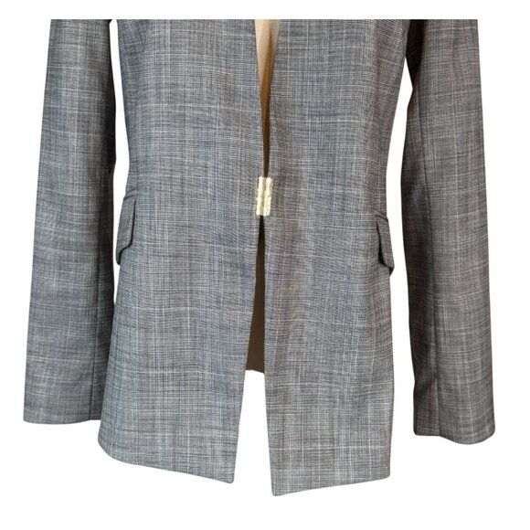 DKNY Size 4 Gray Plaid Open-Front Blazer Polyester Blend Formal Business Attire - Picture 8 of 14